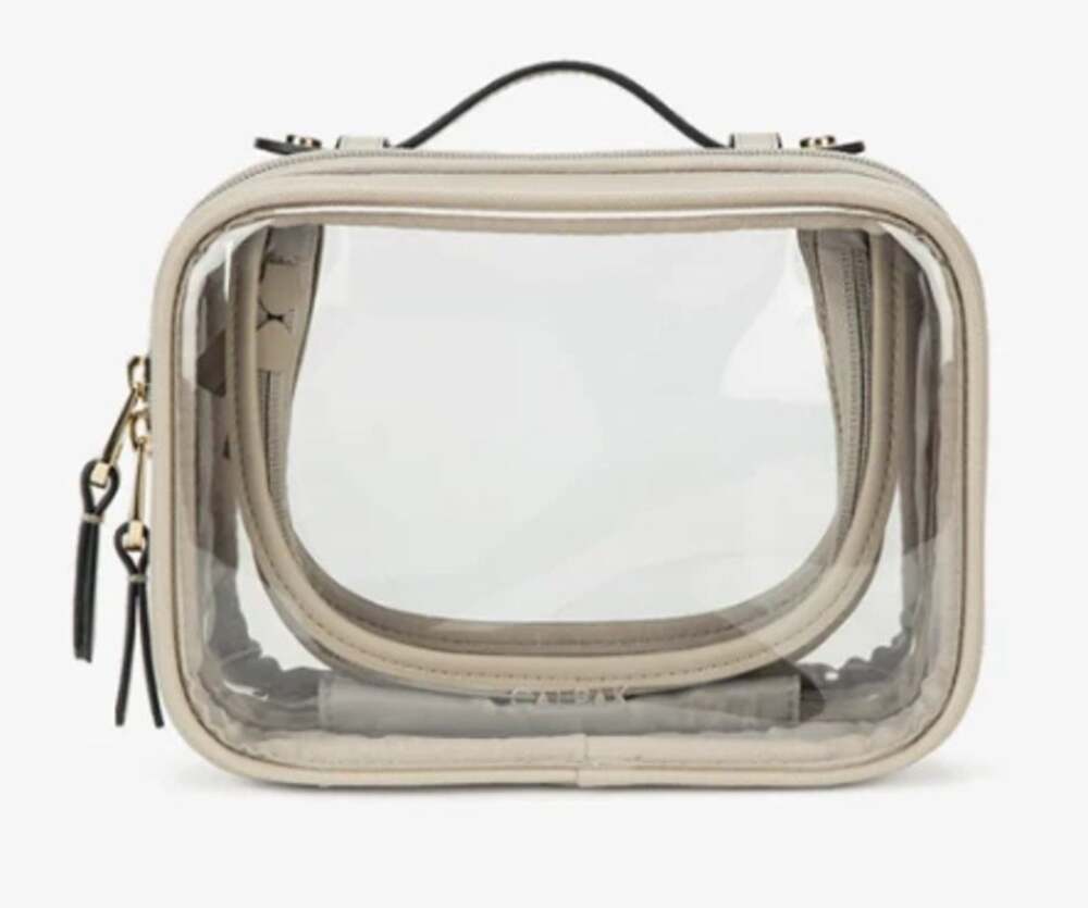 NWT CALPAK Kaya Small Clear Cosmetics Case Stone Travel Makeup Organizer